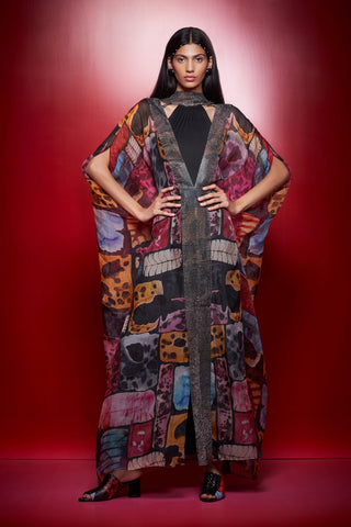 Shivan & Narresh Zoolostamp Kaftan; Multicolor; Printed Dress; Women Resort Wear; 