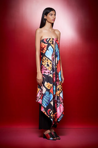Shivan & Narresh Zoolostamp Asymmetrical Top; Multicolor; Women Resort Wear; Sleeveless Top