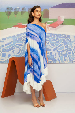 Shivan & Narresh Maru Ombre One-shoulder Kaftan; Multicolor; Free size dress; Women Resort Wear