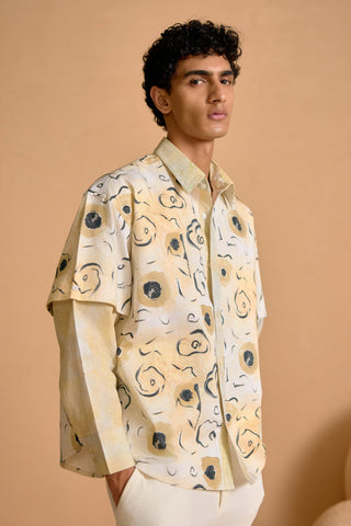 Zuri Nomad Shirt with Detachable Sleeves – close-up of detachable sleeve construction and Zuri print | Shivan & Narresh