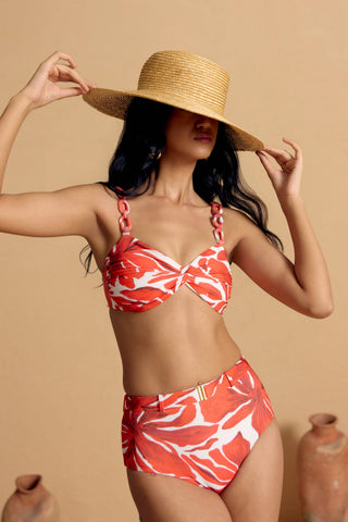 Maurice Twist Bikini Set – close-up of twisted bust detailing and Maurice print | Shivan & Narresh