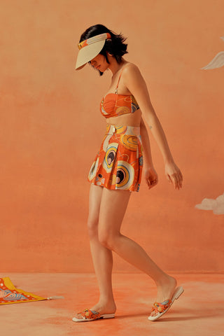 Younail Pleated Swim Skirt - pleated swim skirt styled over bikini | Shivan & Narresh