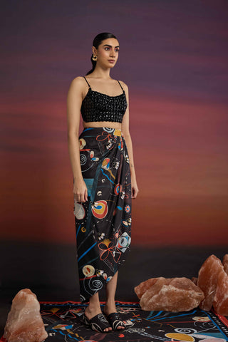 Mysterique Draped Asymmetrical Skirt