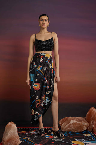 Mysterique Draped Asymmetrical Skirt