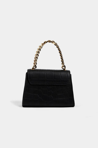 Shivan & Narresh Noir Croc Pomsky bag; Accessories; handbags; Saf trim