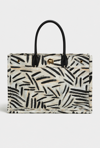 Zuri Tote - front view of luxury travel tote with leather handles | Shivan & Narresh