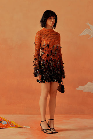 Flamme Embellished Mesh Dress