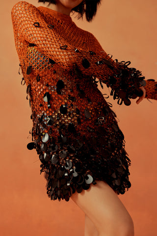 Flamme Embellished Mesh Dress