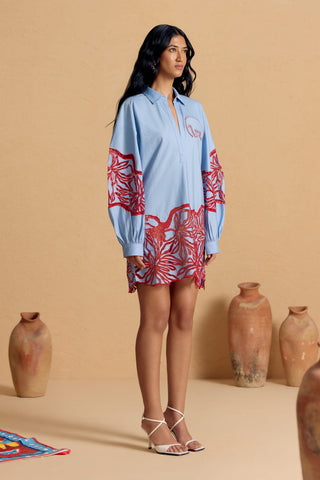 Powder Floral Burst Dress