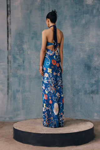 Springlie Contrast Pleated Cutout Maxi