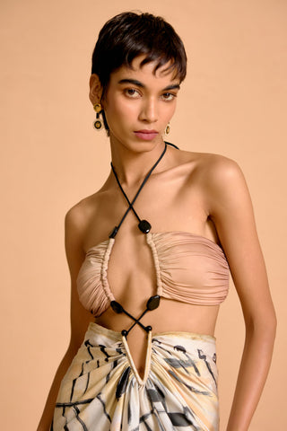Zuri Cut-Out Halter Gown