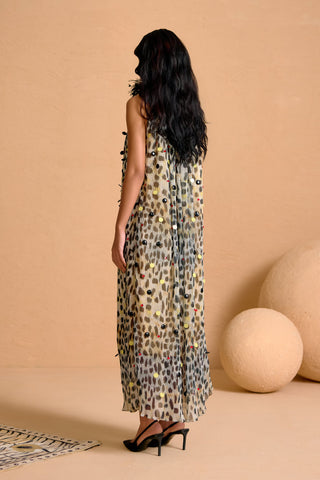 Zuri Pleated Feather Gown