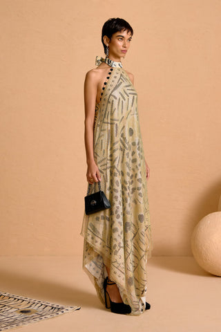 Zuri CrysMesh Flute Dress
