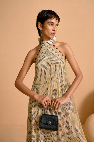 Zuri CrysMesh Flute Dress
