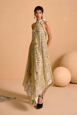 Zuri CrysMesh Flute Dress