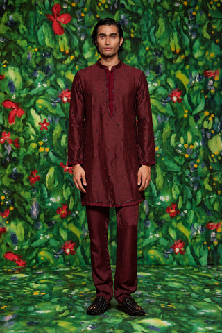 Burgundy Aster Skein Kurta Set