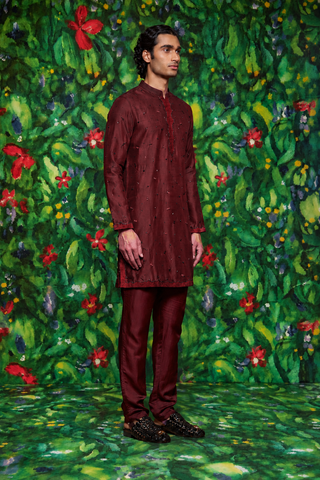 Burgundy Aster Skein Kurta Set