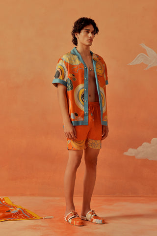 Younail Silk Lounge Shirt with Shorts
