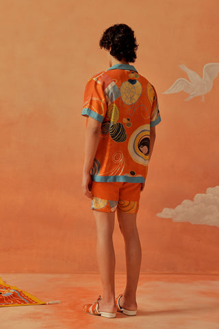 Younail Silk Lounge Shirt with Shorts