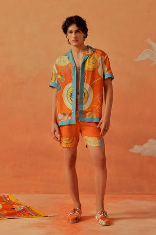 Younail Silk Lounge Shirt with Shorts