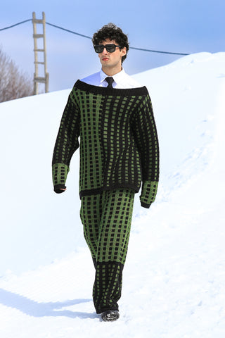Evergreen Waffle Knit Jumper with Trousers