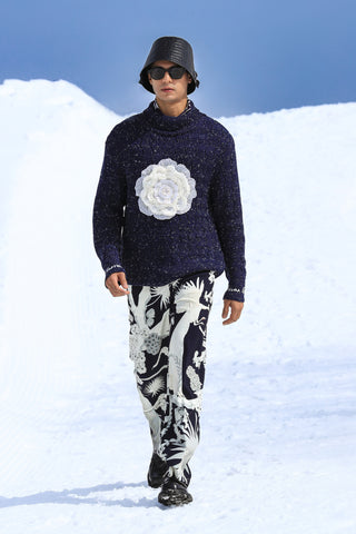 Midnight Bloom Knit Jumper with Izu Juno Trousers