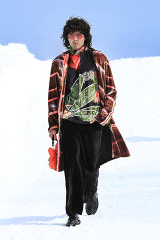 BotanEye Velour Coat with Verdure MockNeck Polo and Noir Velour Trousers