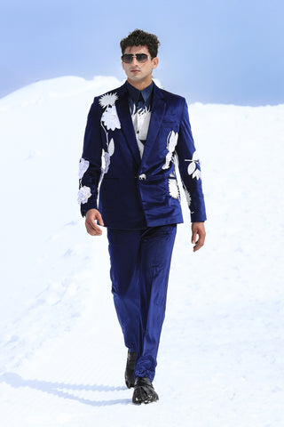 Sapphire Floralis Skein Velvet Tuxedo with Izu Juno Shirt