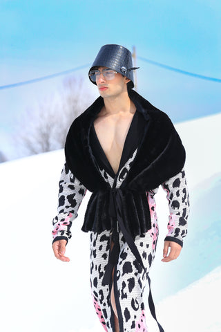 Monochrome Iconogram Jacquard Robe