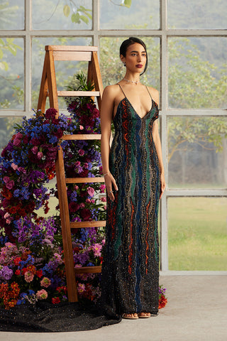 Onyx Rosa Celeste Gown with Trail