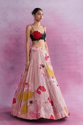 Blush Fleur Applique Lehenga with Beaded Rosa Bustier