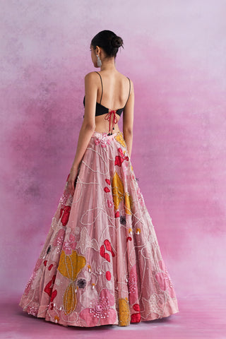 Blush Fleur Applique Lehenga with Beaded Rosa Bustier