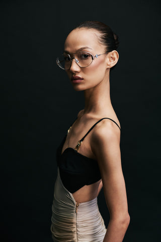 Shivan & Narresh Cecil Chrome Eyeglasses; Chrome frame; Chrome eyeglasses; Eyewear; Eyeglasses; Men's Eyeglasses; Women Eyeglasses; Chrome & Gold