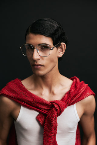 Shivan & Narresh Zoe Chrome Eyeglasses; Chrome frame; Chrome eyeglasses; Eyewear; Eyeglasses; Men's Eyeglasses; Women Eyeglasses; Chrome & Rose Gold