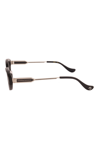 Shivan & Narresh Lola Midnight black Eyeglasses; Black frame; Black eyeglasses; Eyewear; Eyeglasses; Men's Eyeglasses; Women Eyeglasses;
Black and chrome 