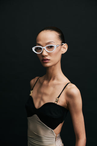 Shivan & Narresh Lola Soft Pearl Eyeglasses; White color; Cat eye; Men's eyeglasses; Women eyeglasses;  Eyewears