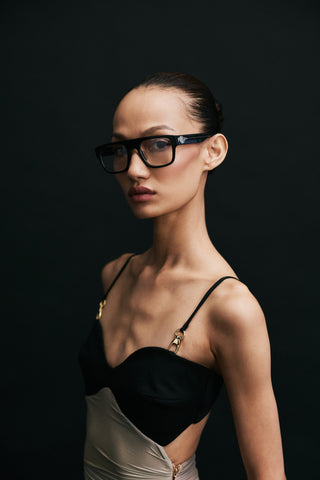 Shivan & Narresh Kanzi Midnight Black Eyeglasses; Black color; Men's eyeglasses; Women eyeglasses;  Eyewears; Optical lens; Black eyeglasses; 