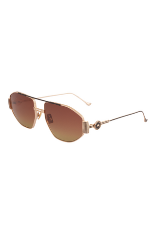 Shivan & Narresh Cecil Gold Sunglasses; Brown color; Gold frame; Eyewears; Women eyeglasses; Men's eyeglasses;