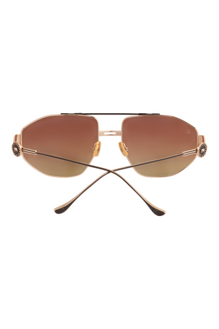 Shivan & Narresh Cecil Gold Sunglasses; Brown color; Gold frame; Eyewears; Women eyeglasses; Men's eyeglasses;