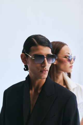 Shivan & Narresh Zoe Midnight black sungalsses; Black frame; Winter grey colour; Men's sunglasses; Women sunglasses; Accessories; Eyewear