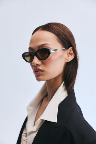 Shivan & Narresh Lola Midnight Amber Sunglasses; Black color; Yellow color;  Men's eyeglasses; Women's eyeglasses; Accessories; Eyewears;