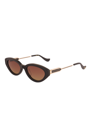 Shivan & Narresh Lola Midnight Black Sunglasses; Black frame; Brown eyeglasses; Men's eyeglasses; Women's eyeglasses; Black & Brown