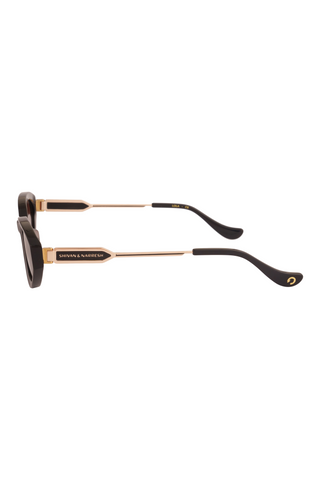 Shivan & Narresh Lola Midnight Black Sunglasses; Black frame; Brown eyeglasses; Men's eyeglasses; Women's eyeglasses; Black & Brown