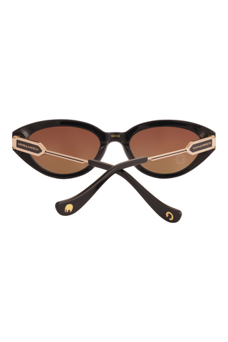 Shivan & Narresh Lola Midnight Black Sunglasses; Black frame; Brown eyeglasses; Men's eyeglasses; Women's eyeglasses; Black & Brown
