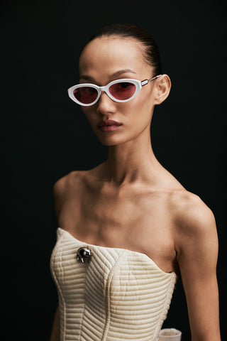 Shivan & Narresh Lola Soft Pearl Sunglasses; White frame; Rose eyeglasses; Men's eyeglasses; Women's eyeglasses; white color; 
