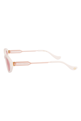Shivan & Narresh Lola Soft Pearl Sunglasses; White frame; Rose eyeglasses; Men's eyeglasses; Women's eyeglasses; white color; 