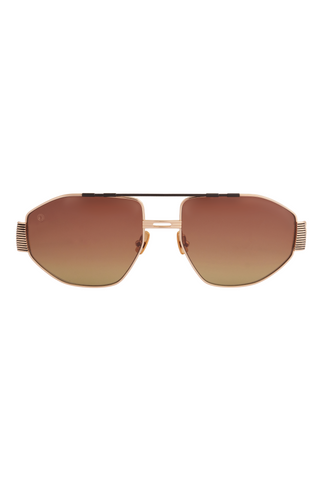 Shivan & Narresh Cecil Gold Sunglasses; Brown color; Gold frame; Eyewears; Women eyeglasses; Men's eyeglasses;