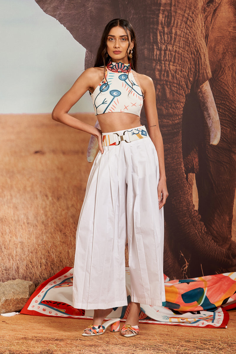 Ivory Pleated Resort Trousers
