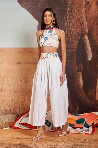 Ivory Pleated Resort Trousers
