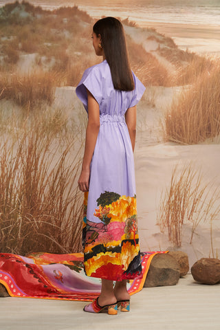 Shivan & Narresh Lavender & Solscape Midi Dress; Multicolor; Women Resort wear;